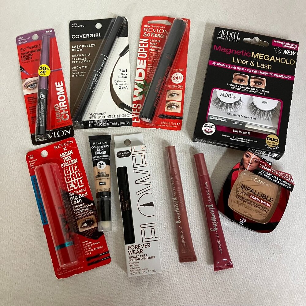 Lot of 10 Drugstore Revlon Maybelline L'Oréal, Ardell Flower Beauty Eyes Lips